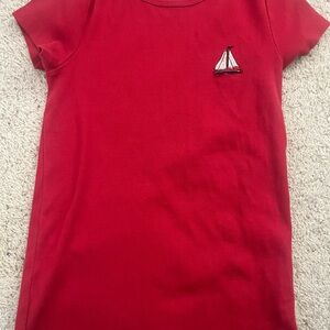 Maeve Red Ribbed Short Sleeve Sailboat Top, Size Medium